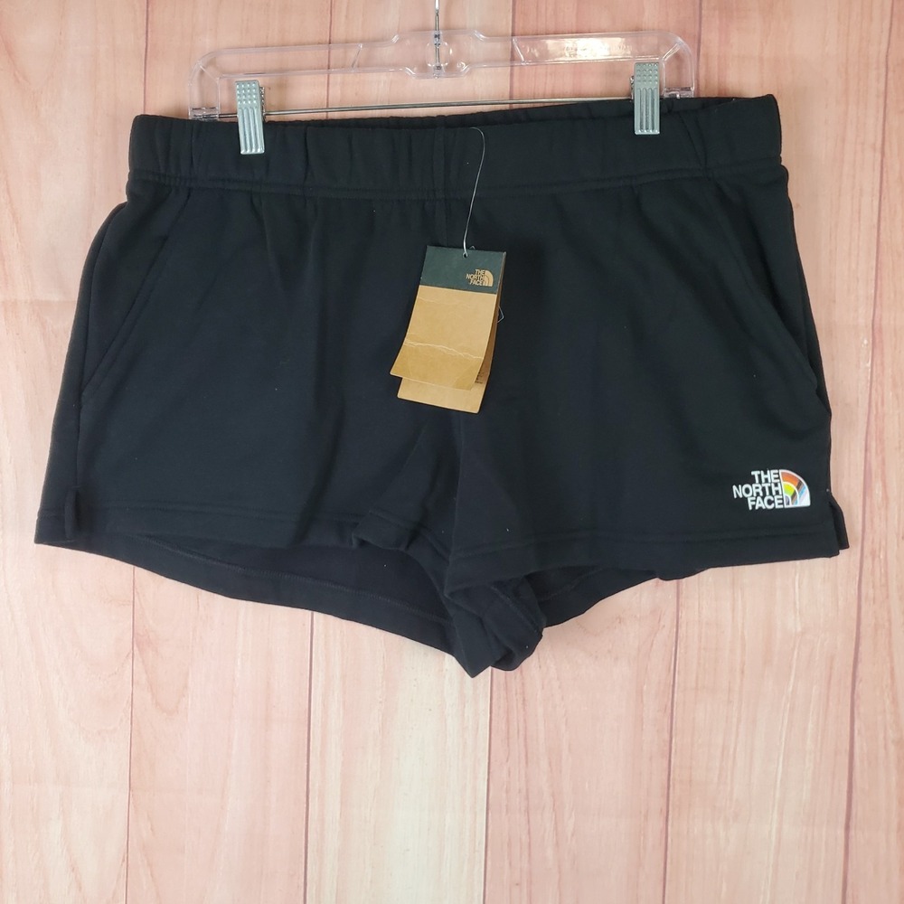 The North Face Half Dome Logo 3" Shorts Womens XL‎ Black Cotton Elastic Waist